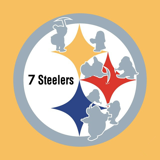 Snow White and the 7 Steelers logo fabric transfer